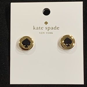 KATE SPADE Spot the Spades Black Enamel & Gold POST EARRINGS!